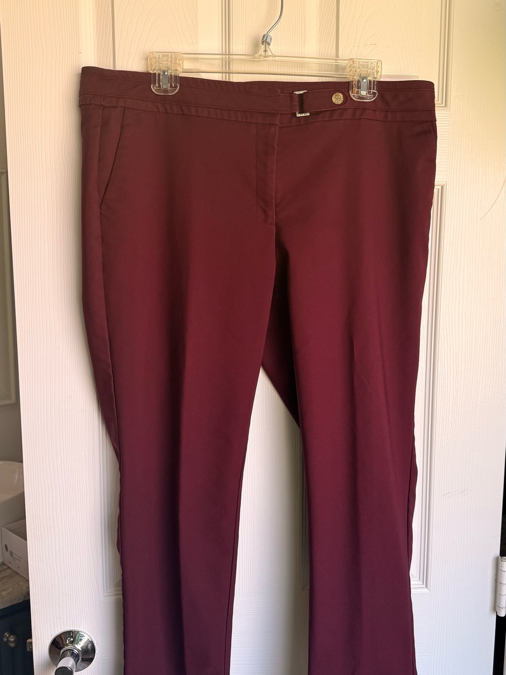 Anne Klein Maroon Straight-Leg Trousers